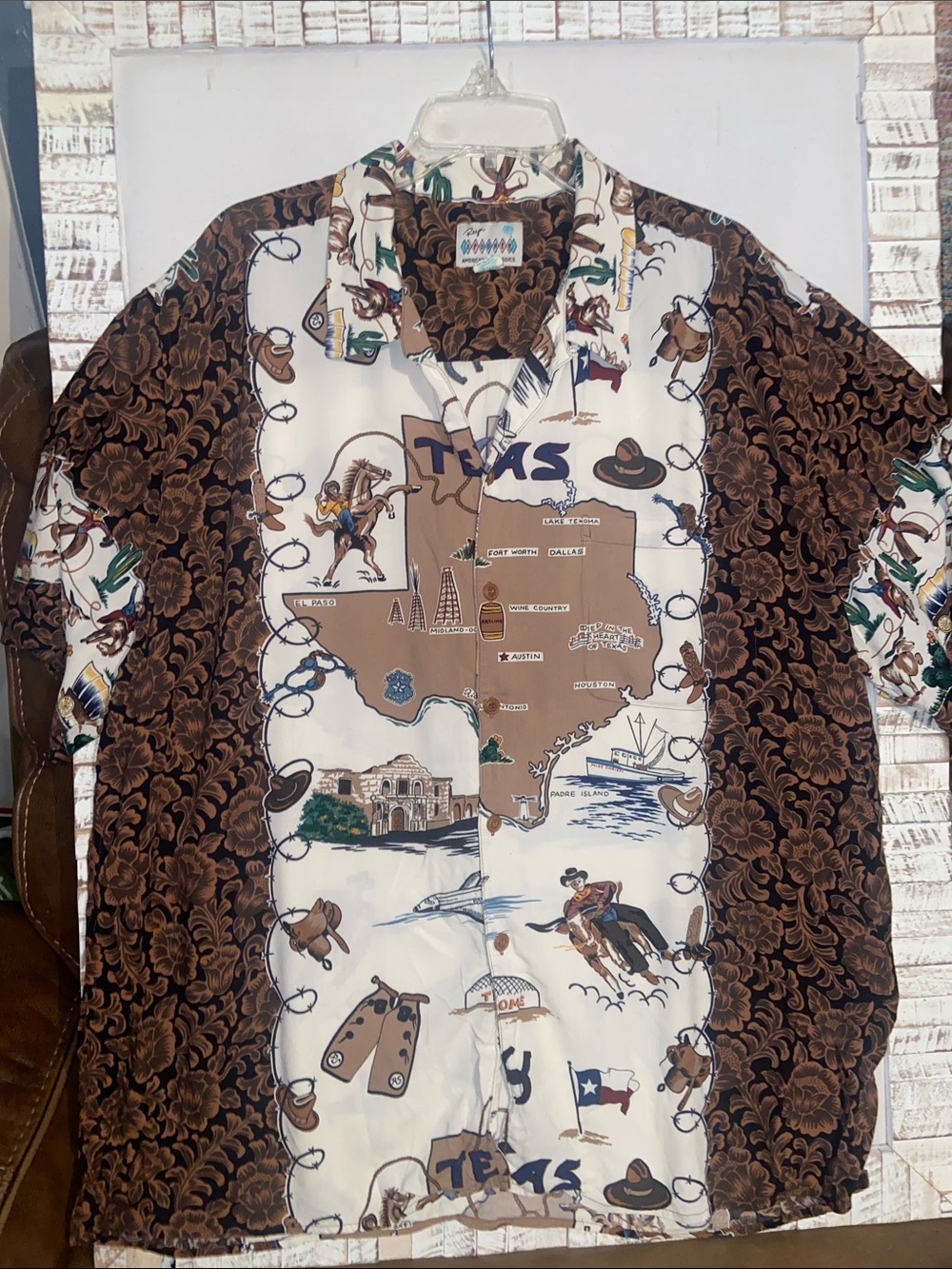 Vintage Reyn Spooner Texas Map Print Short-Sleeve Shirt - XXL